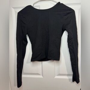 Black Long Sleeve Women's Backless Top
